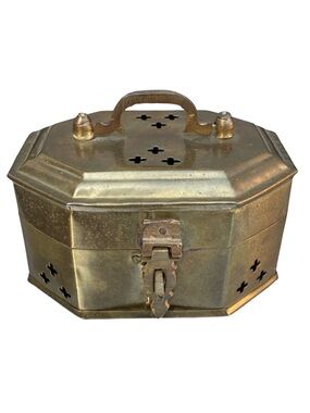 Vintage Indian Brass Cricket Trinket Potpourri Box